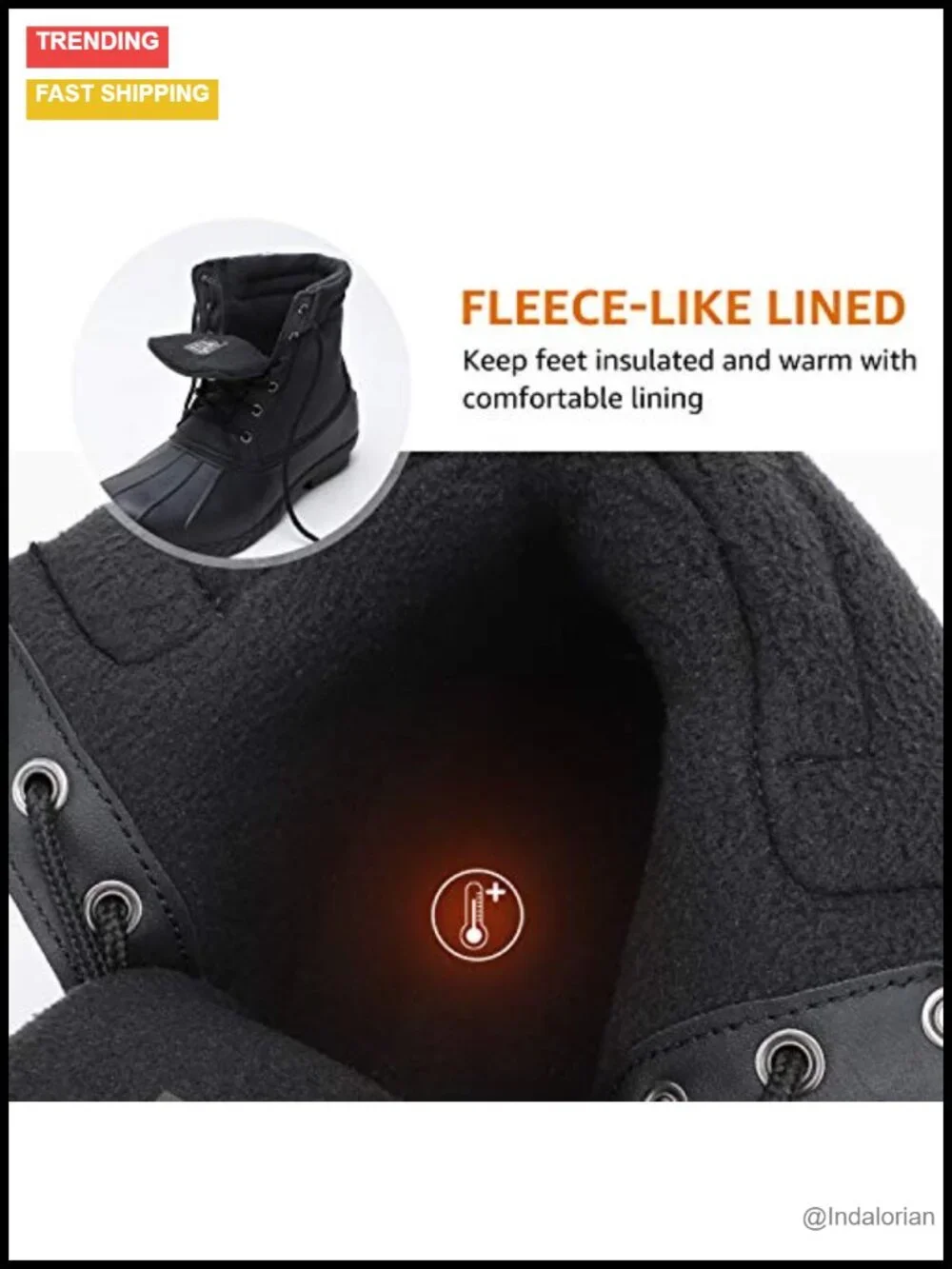 Men's Insulated Fur Lined Duck Boots Waterproof Winter Snow Boots Mid-Calf